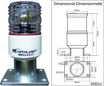 ANCHOR and STROBE LED LIGHT &quot;MEGA LX IV&quot; 4 in 1 BIDIMENSIONAL